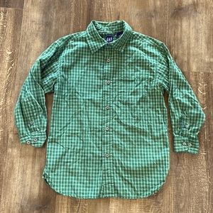 Gap Kids Green Plaid Button Down